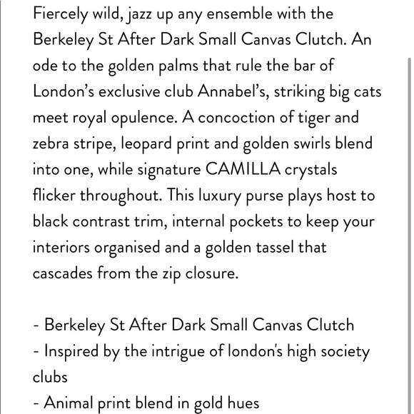 CAMILLA *Berkeley St After Dark* animal print small canvas clutch bag pouch - Picture 3 of 7